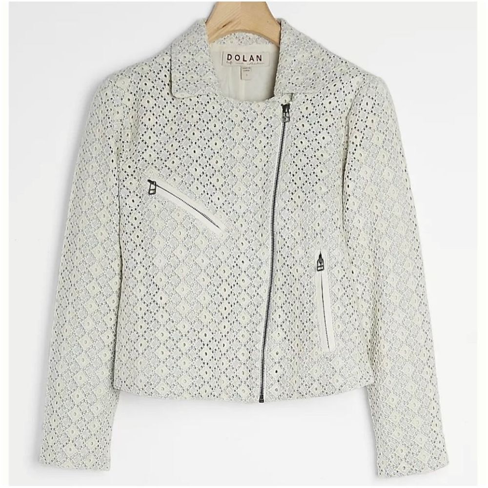 Dolan by Anthropologie Rossi Eyelet Moto Jacket Asymmetric size Small‎